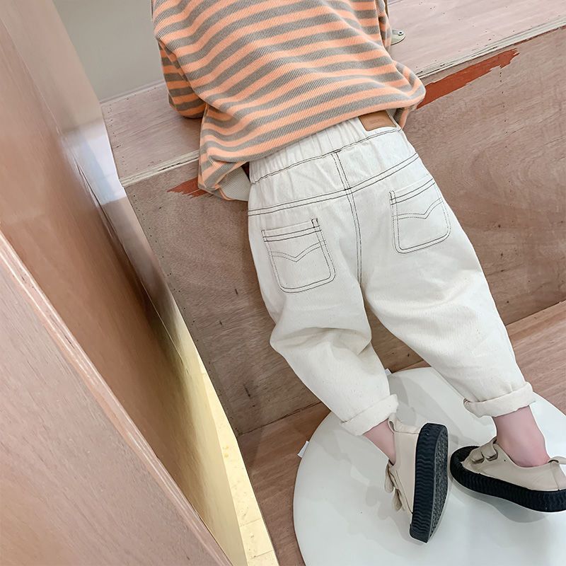 Boys' Fleece-Lined Pants Style, Girls' Fleece-Lined Jeans For Older Children, Trendy Street Style - Image 3