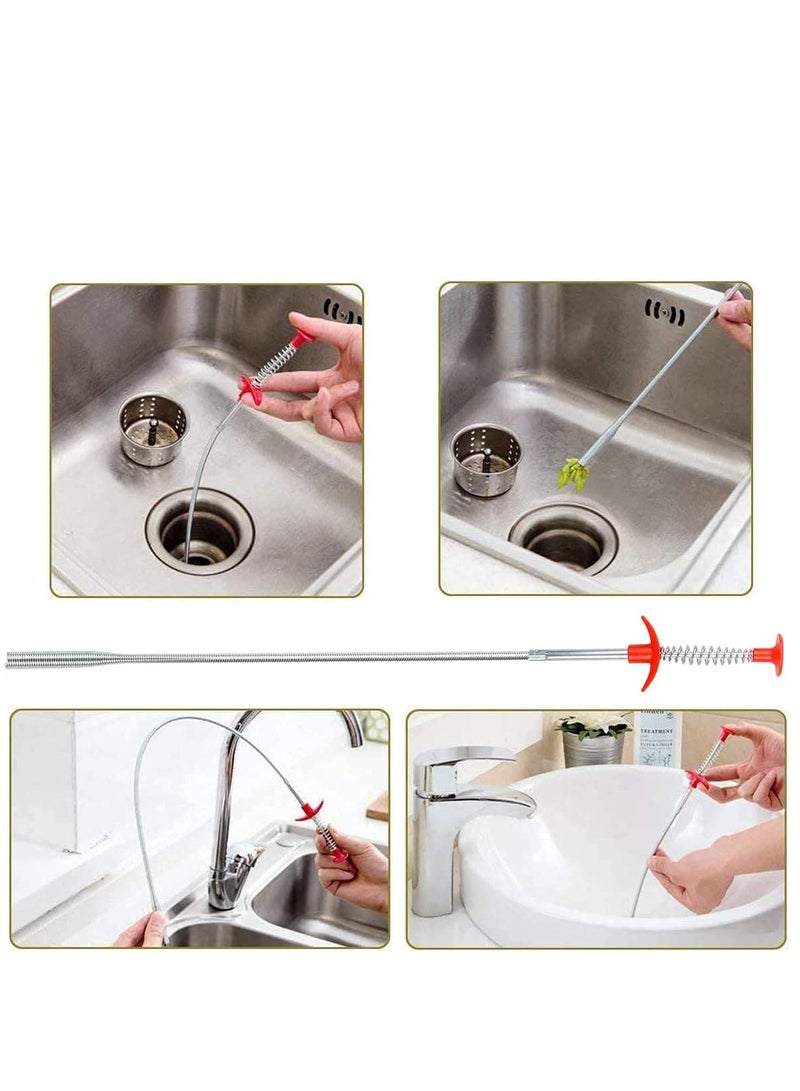 Excefore 5 in 1 Sink Snake Cleaner Drain Auger Hair Catcher, Sink Dredge Drain Clog Remover Cleaning Tools for Kitchen Sink Bathroom Tub Toilet Clogged Drains Dredge Pipe Sewers  - Image 2