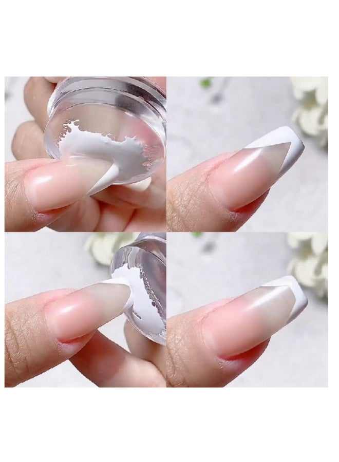 French Nail Stamper Silicone Nail Art Stamper Pink Tip Nail Stamp Jelly Head Manicure Tools Soft Nail Stamper Kit DIY Nail Art Tools - Image 3