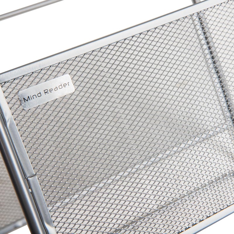 Mind Reader Hanging File Folder Organizer, Desktop Organizer, Storage, Office, Metal Mesh, 13"L x 9.75"W x 10.25"H, Silver - Image 5