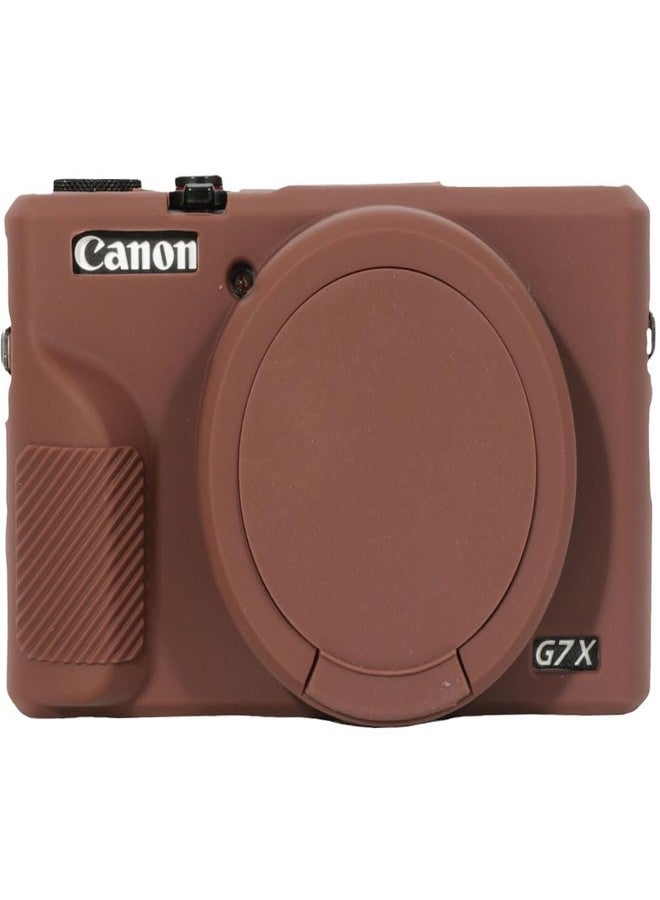 AEXUTDA Case for Canon Powershot G7X Mark III Digital Camera, G7X Mark iii Camera Silicone Case, Anti-Scratch Slim Fit Soft Skin, G7X Mark 3 Accessories with Detachable Lens Cover - Brown - Image 1