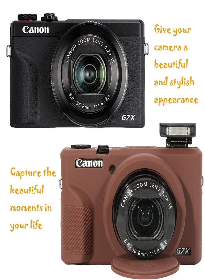 AEXUTDA Case for Canon Powershot G7X Mark III Digital Camera, G7X Mark iii Camera Silicone Case, Anti-Scratch Slim Fit Soft Skin, G7X Mark 3 Accessories with Detachable Lens Cover - Brown - Image 4