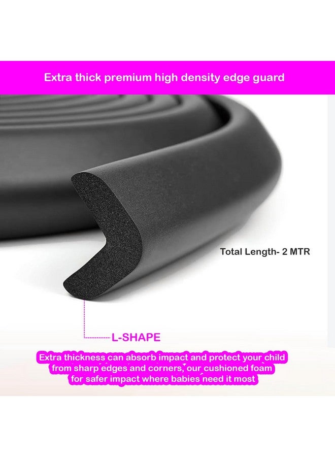 Safe-O-Kid ® (Set Of 4), Soft Cushioned 6.4 Ft / 2 Mtr Long U-Shaped Edge Guards With Strong 3M Adhesive, Safety For Sharp Edges For Babies- Black - Image 4