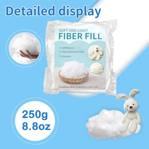 Daylendar Polyester Fiberfill Stuffing 250g/8.8oz - Ultra-Soft & Fluffy Premium Polyfill Stuffing for Stuffed Animals,Crochet Stuffing, DIY Crafts - High Resilience Recyclable - Image 2