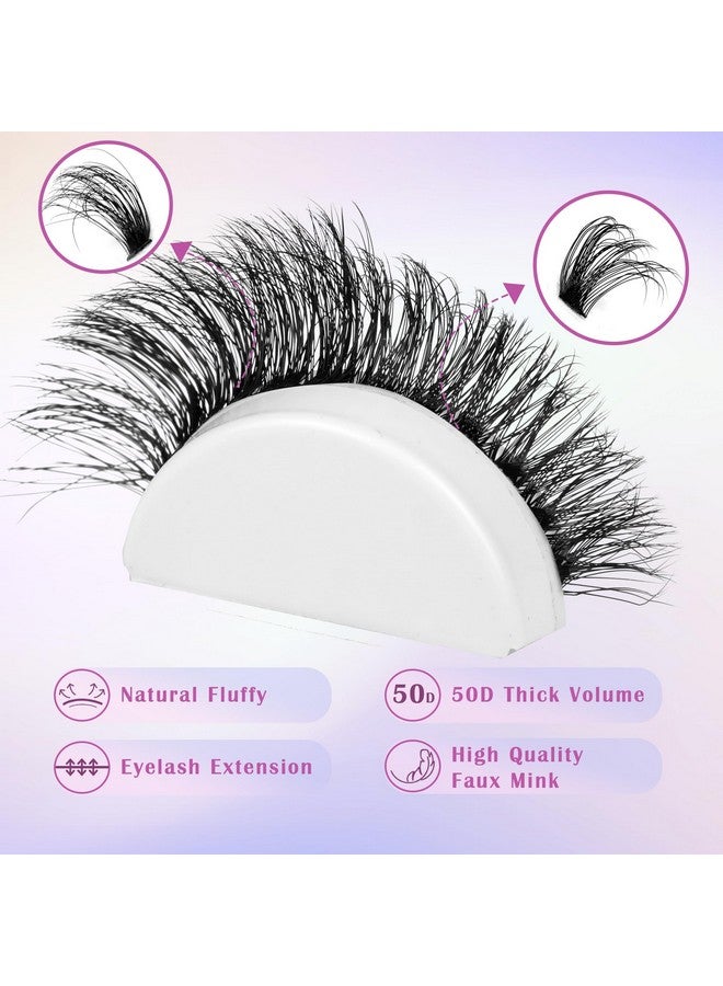 Winifred Fluffy Lash Extension Kit Lash Clusters Thick Individual Lashes 10-16mm Eyelashes Extension Kit 50D Wispy Mink Lash Kit Cluster Lashes with Lash Bond and Seal by Winifred - Image 4