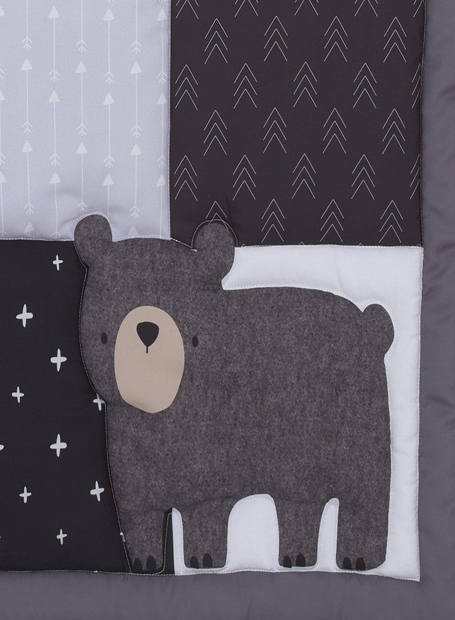 NoJo Little Love by NoJo Little Man Cave Grey, Red, Black and Ivory, Bear, Fox, Moose, Buffalo Check and Arrows Rustic 3 Piece Nursery Mini Crib Set - Comforter and Two Fitted Mini Crib Sheets - Image 5