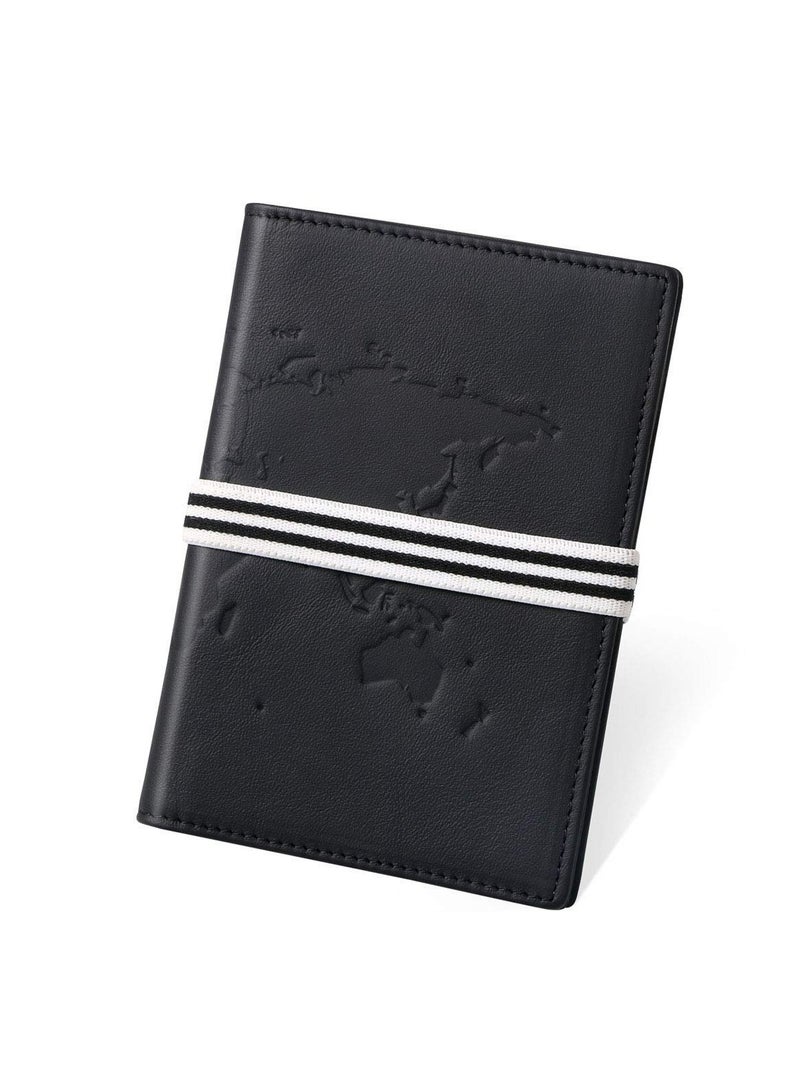 KASTWAVE Passport Covers, Genuine Leather Passport Wallets, RFID Blocking Case Cover, Passport and Card Holders for Men&Women Travel Accessory, Credit Card, Ticket, Cashes (Black) - Image 1