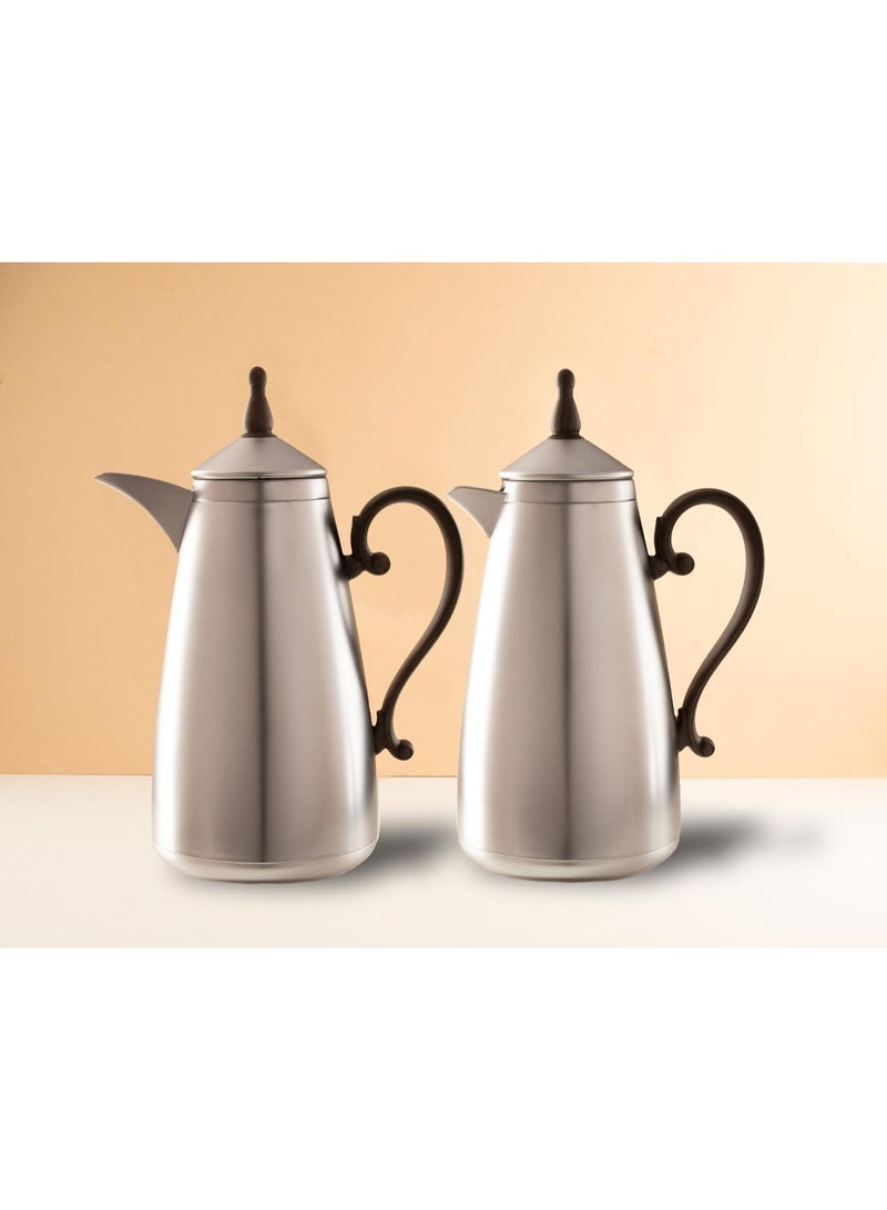 اطقم ترامس ليان بتصميم جديد وعصري لون فضي مطفي/خشبي