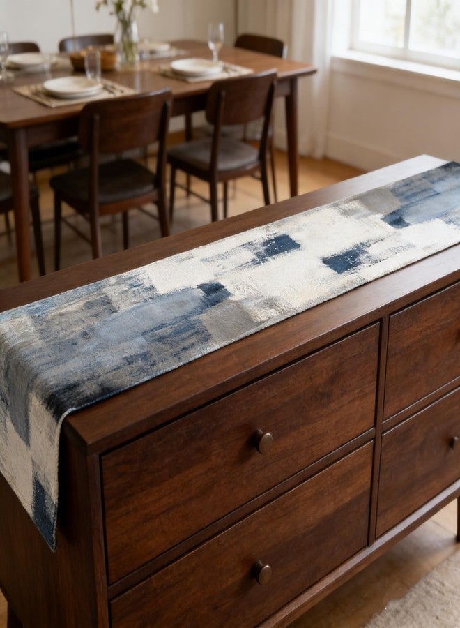 OYIMUA Blue Boho Table Runner 90 Inches Long Modern Abstract Dresser Runner Rustic Spring Fall Table Decor for Home Indoor Outdoor - Image 4
