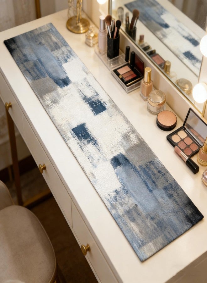 OYIMUA Blue Boho Table Runner 90 Inches Long Modern Abstract Dresser Runner Rustic Spring Fall Table Decor for Home Indoor Outdoor - Image 5