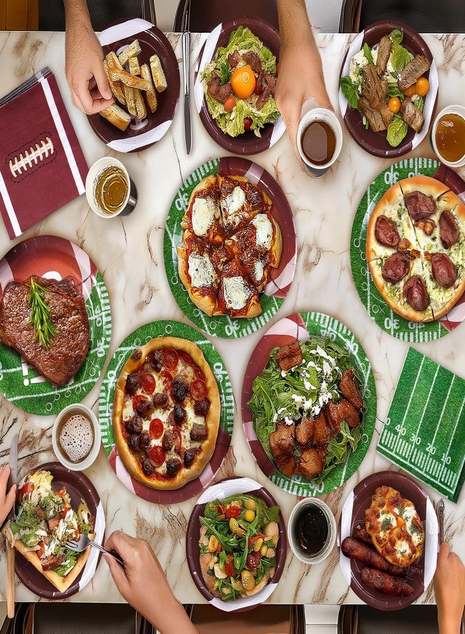 Heaubls Football Party Decorations Set Serve 24, Football Party Supplies Kit Includes Dinner Plates, Dessert Plates, Napkins, Cups for Football Birthday Party Football Game Day Tailgate Party Decorations - Image 2