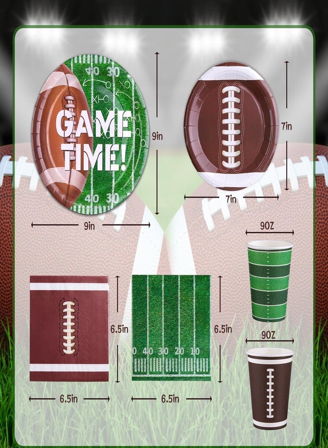 Heaubls Football Party Decorations Set Serve 24, Football Party Supplies Kit Includes Dinner Plates, Dessert Plates, Napkins, Cups for Football Birthday Party Football Game Day Tailgate Party Decorations - Image 3
