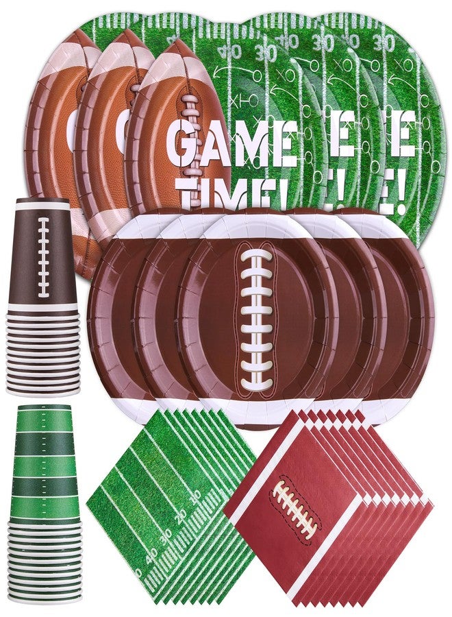 Heaubls Football Party Decorations Set Serve 24, Football Party Supplies Kit Includes Dinner Plates, Dessert Plates, Napkins, Cups for Football Birthday Party Football Game Day Tailgate Party Decorations - Image 1