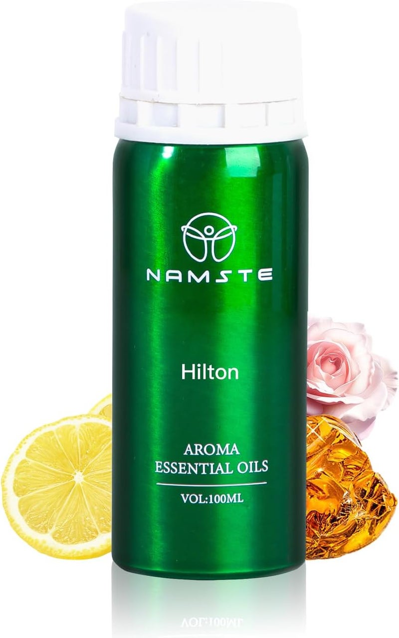 NAMSTE Hotel Scents Essential Oils, 100ml Hilton Hotel Collection Aroma Diffuser Oil, Luxury Hotel Inspired Aromatherapy, Blends Lemon, Flora, lily of the valley, Rose, Musk, Amber for Diffuser - Image 1