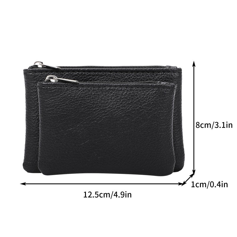 Women's Coin Purse Change Wallet Pouch Leather Card Holder with Key Chain Tassel Zip (Double layer detachable) - Image 3