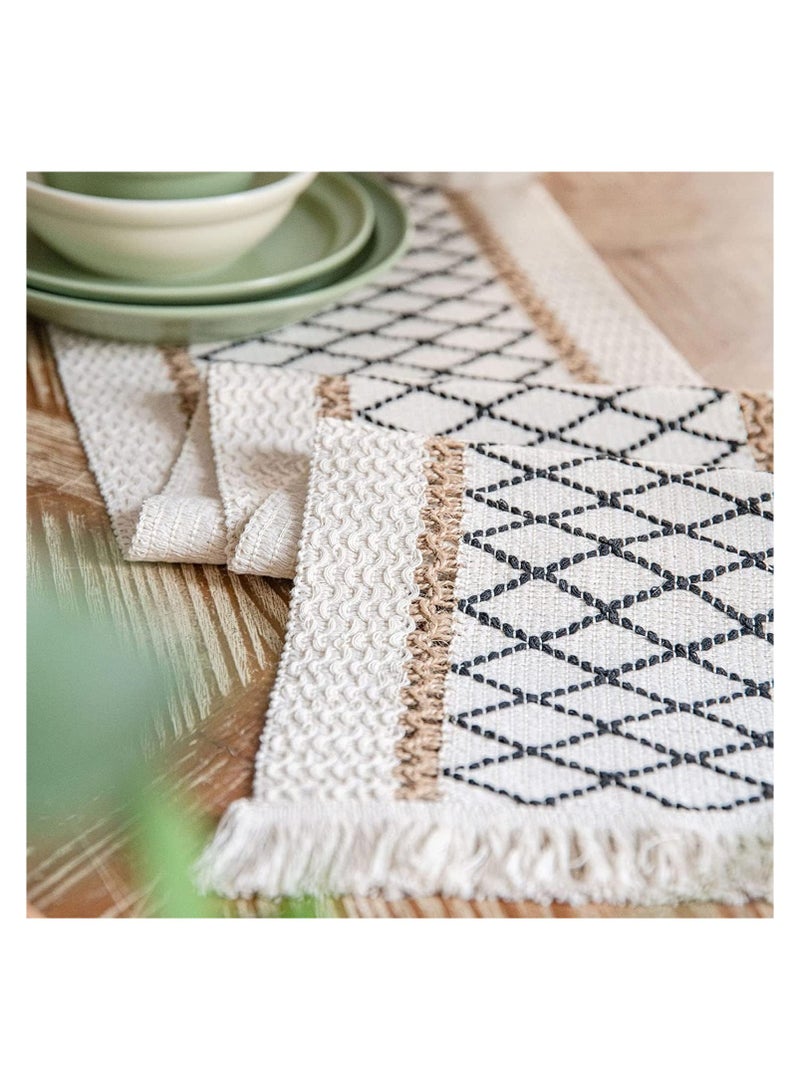 Table Runner, Boho Table Runner, Hand Woven Table Runners, Boho Wedding Table Decor, Exquisite Tassel Edge, for Dining Room, Coffee Table or Decorations for Home - Image 5