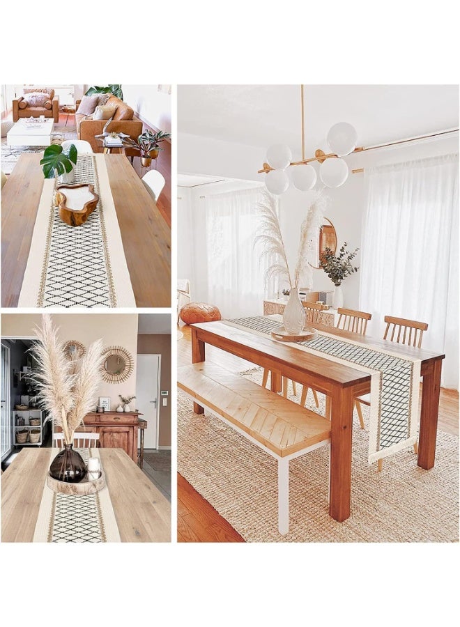 Table Runner, Boho Table Runner, Hand Woven Table Runners, Boho Wedding Table Decor, Exquisite Tassel Edge, for Dining Room, Coffee Table or Decorations for Home - Image 4