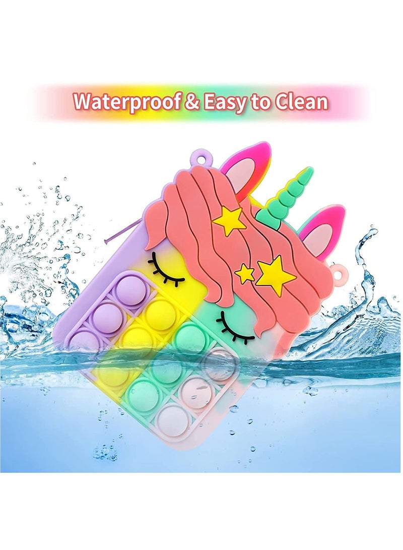 LEDIN Rainbow Pop Shoulder Bag for Girls and Women, Big Pop Purse Bags, Lovely Sensory Silicone Cartoon Bag Toy for Students Kids，Unicorn Purse Crossbody Bag Pop Fidget Toy Purse Bags - Image 4