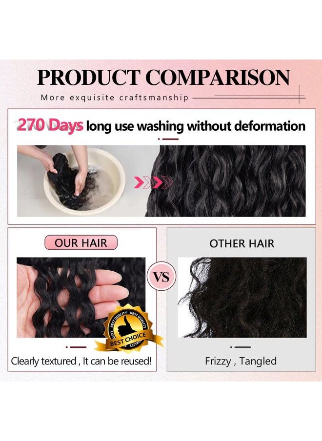 Meepo 30 Inch Curly Ponytail Extensions Synthetic Deep Wave Drawstring Ponytail For Black Women Human Hair Feeling With Clip In Thick Ponytail Hair Natural Brown Hairpiece(2,160g) (30" cw, 2)  - Image 3