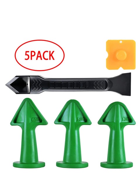 5 pcs Caulk Nozzle, Applicator, Silicone Caulking Tools,10R, 13R, Silicone Sealant Finishing Tool Grout Scrapers kit for Tile or Brick Joints