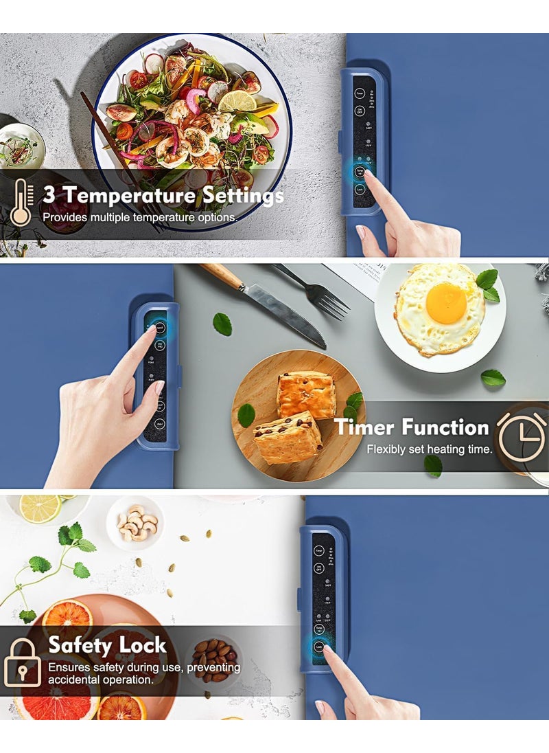 BLURISM BLURISM Food Warming Mat for Buffet Electric Warming Tray Upgrade Hightech Graphene Heating Film Adjustable Temperature and Timer 10s Fast Full Surface Heating Mat Warming Trays for Parties Buffet  - Image 3