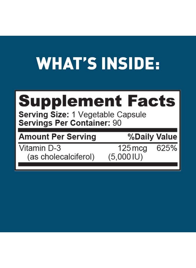 Dr. Tobias Vitamin D3 5000 Iu Essential For Healthy Bones Teeth And Immune System Extra Strength Vitamin D Supplement Nongmo 90 Capsules 90 Servings - Image 4