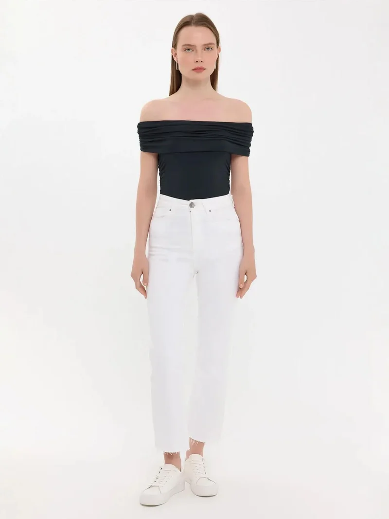 HICCUP Off-Shoulder Ruched Bodycon Top