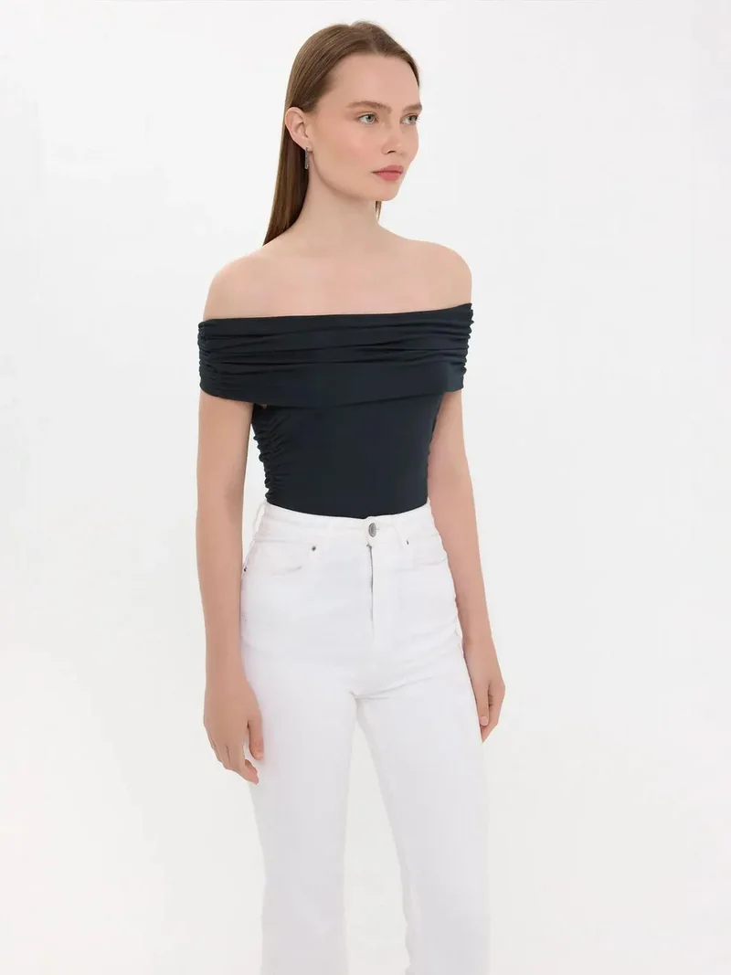 HICCUP Off-Shoulder Ruched Bodycon Top