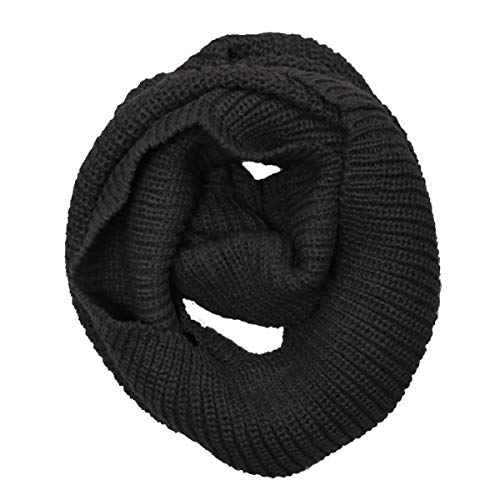 Wrapables Thick Knitted Winter Warm Infinity Scarf - Black - Image 1