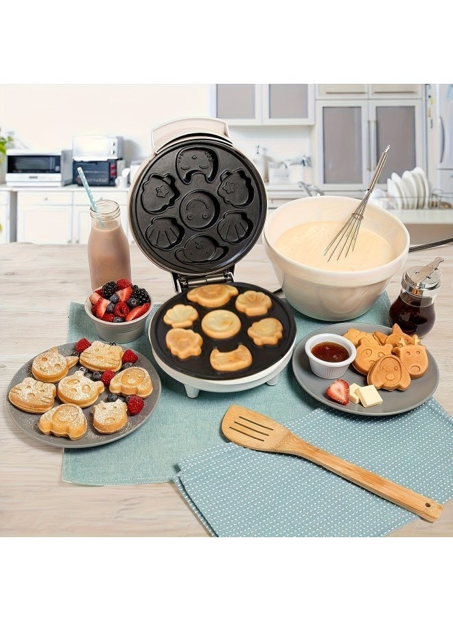Cartoon Shape Mini Waffle Cake Maker, 1000W Electric Non-Stick Baking Pan, Fun DIY Cookie & Cake Machine for Kids, Family Breakfast & Iftar Party, 220V Saudi Compliant - Image 1