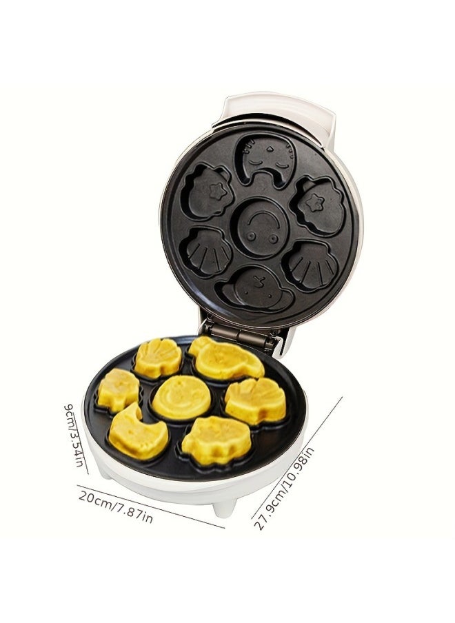 Cartoon Shape Mini Waffle Cake Maker, 1000W Electric Non-Stick Baking Pan, Fun DIY Cookie & Cake Machine for Kids, Family Breakfast & Iftar Party, 220V Saudi Compliant - Image 2