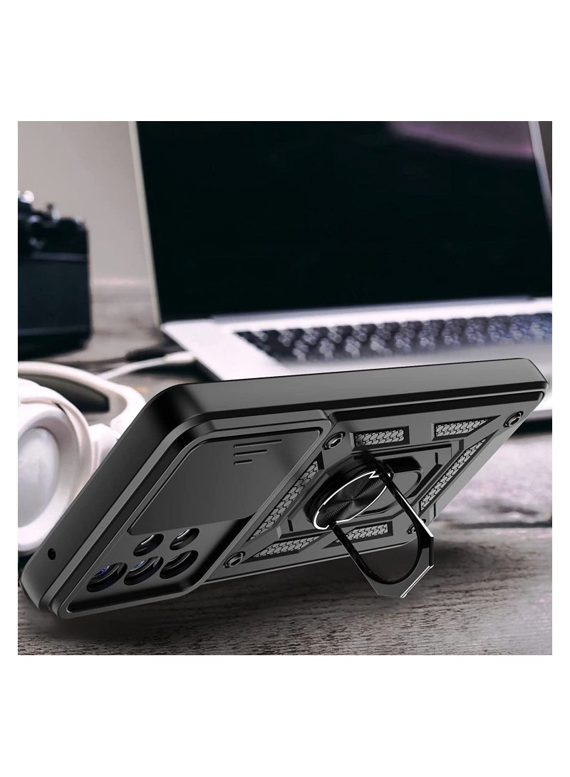 نيبمينينت جراب Galaxy A53 5G مع حلقة مسند وغطاء للكاميرا واقي شاشة من الزجاج المقوى واقٍ مقاوم للصدمات بدرجة عسكرية لهاتف Samsung (A53 ، أسود) - Image 4