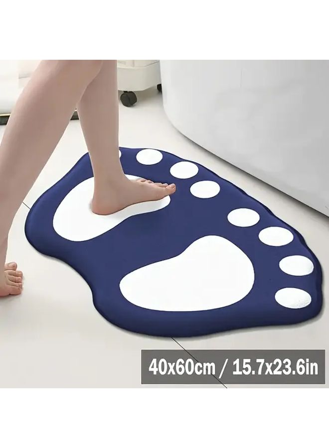 Soft Absorbent Non Slip Flannel Bathroom Mat Grey 15 75 x 23 62 Inches Paw Print Design - Image 4