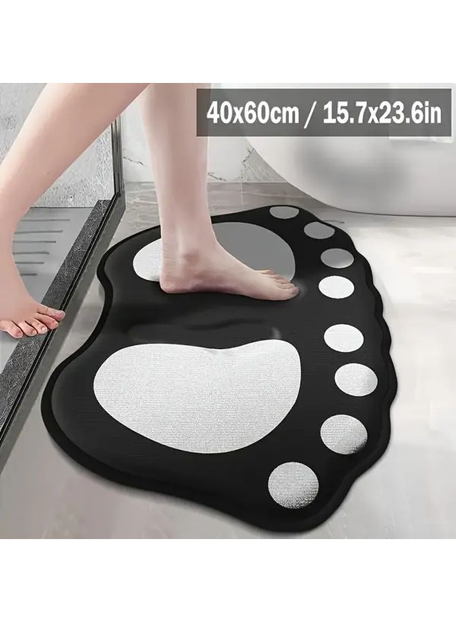 Soft Absorbent Non Slip Flannel Bathroom Mat Grey 15 75 x 23 62 Inches Paw Print Design - Image 1