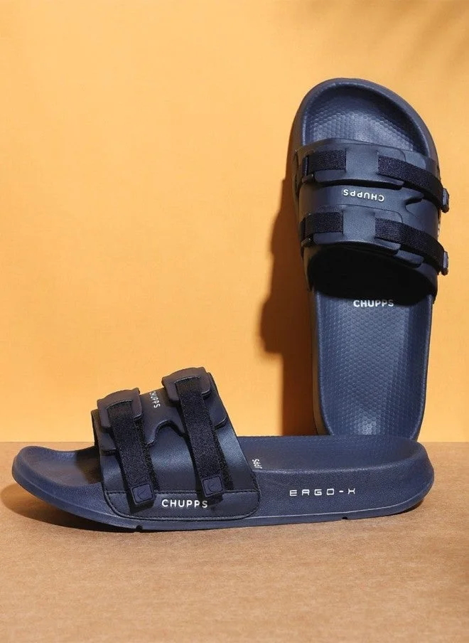 تشيبس Navy Blue Rubber Sliders for Men