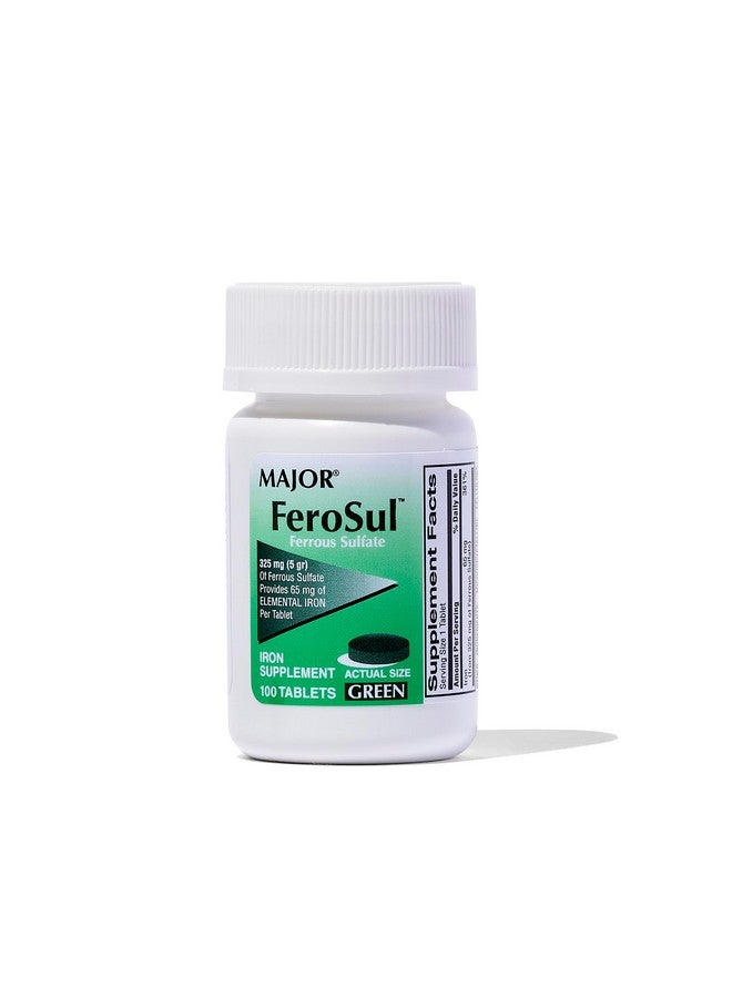 MAJOR FEROSUL 325MG (5GR) GREEN FERROUS SULFATE-325 MG Green 100 TABLETS UPC 309047591824 by Major Pharmaceuticals - Image 1