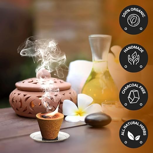 Floranile Floranile Organic 12 Cups Havan Cups with Holder Sambrani Cups DhoopLobanGuggal for Daily Use Charcoal Free Natural Ingredients Pack of 1  - Image 3