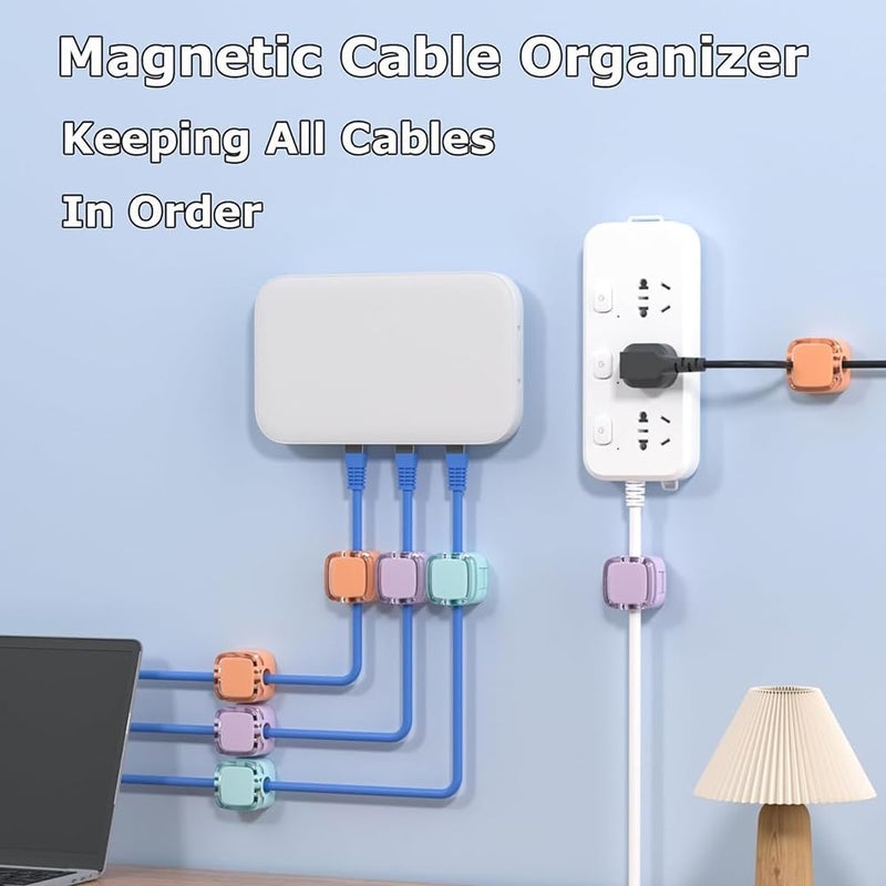 8 Pack Magnetic Cable Clips Adjustable Cord Holder Adhesive Wire Organizer Under Desk Management - Image 5