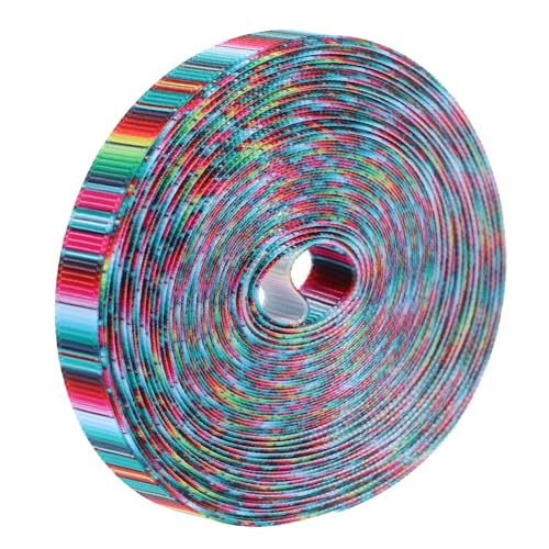 HOLIDYOYO Mexican Ribbons for Crafts Serape Fiesta Ribbon for Wrapping Party Decoration DIY Grosgrain Craft Ribbons for Cinco De Mayo Decor 04 Inch X 10 Yards C - Image 1