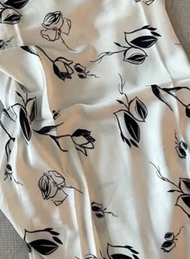 Ladies Spring Summer Chiffon Short-Sleeved Printed Nightgown Sleepwear - Image 3
