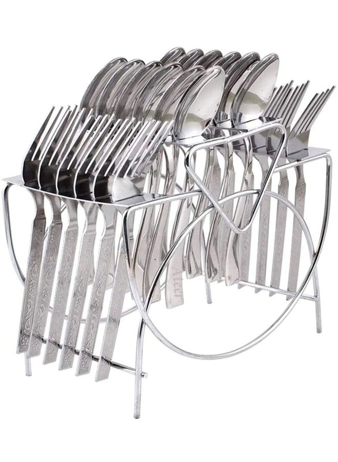 Ateer Stainless Steel Cutlery Stand for Dining Table/Cutlery Rack for 24 Pieces/Spoon Stand/Holder, Heavy Duty, ONLY Stand (Pack of 1) - Image 3