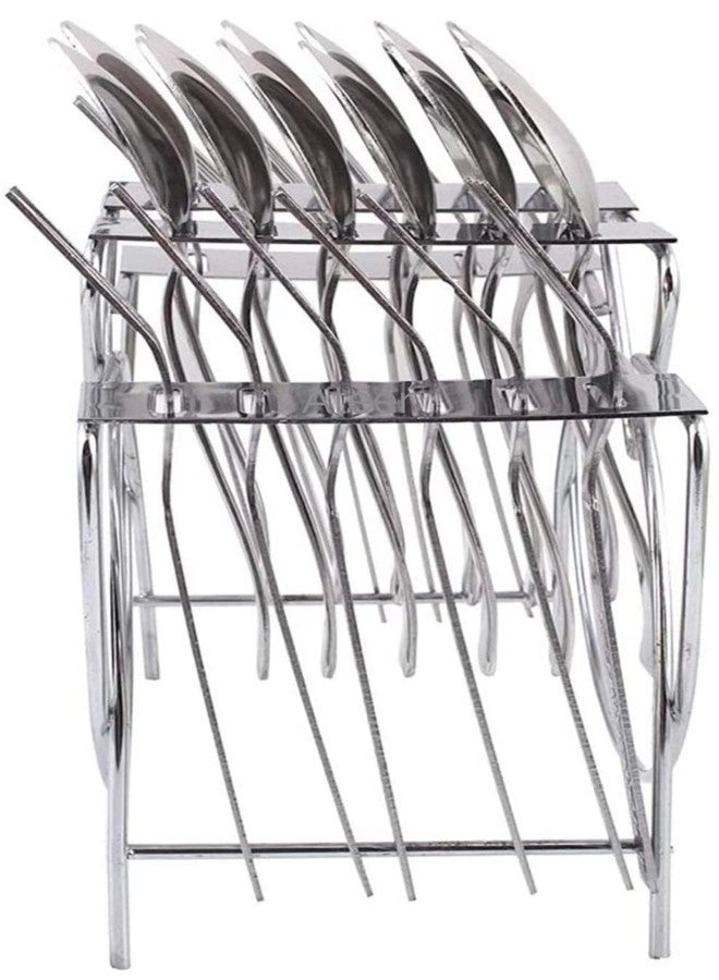 Ateer Stainless Steel Cutlery Stand for Dining Table/Cutlery Rack for 24 Pieces/Spoon Stand/Holder, Heavy Duty, ONLY Stand (Pack of 1) - Image 4