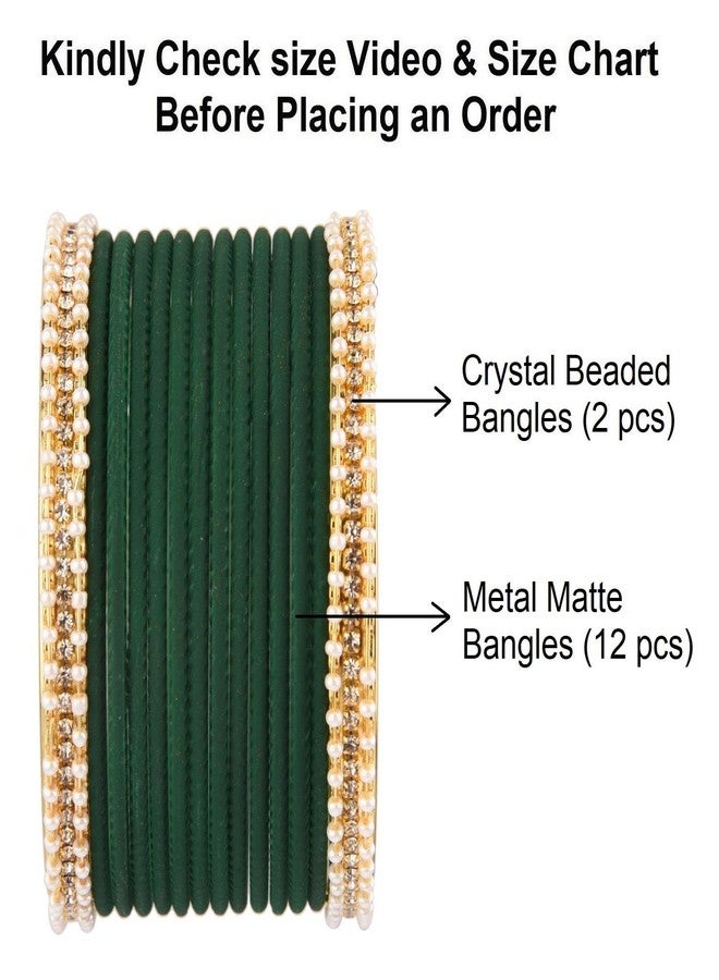 Efulgenz Pearl Bangle Bracelet Set Indian Bangles Set Faux Pearl CZ Rhinestone Beaded Bracelet with Plain Matte Finish Metal Bangles Fashion Costume Accessories Wedding Bollywood Jewelry for Women - Image 5