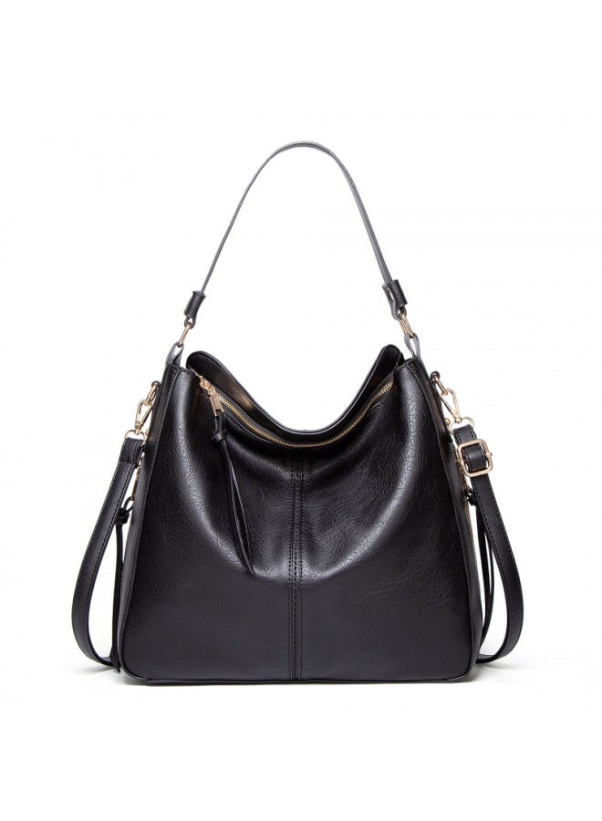 Women's Bag Portable Large Bag For Work Large Capacity For Middle-aged Mother All-match Touching Handbag For Women-Color:Black - Image 1