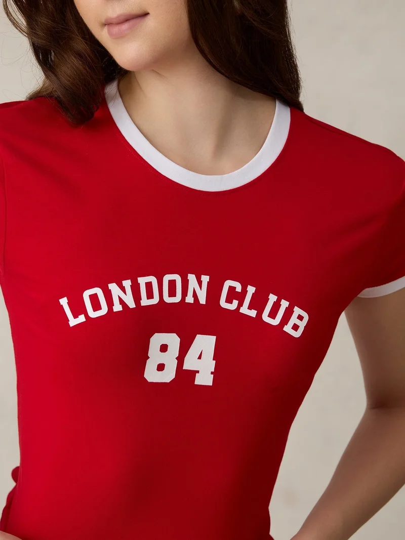 Outzidr  Red Graphic Cropped T-Shirt for Women | Best Price UAE