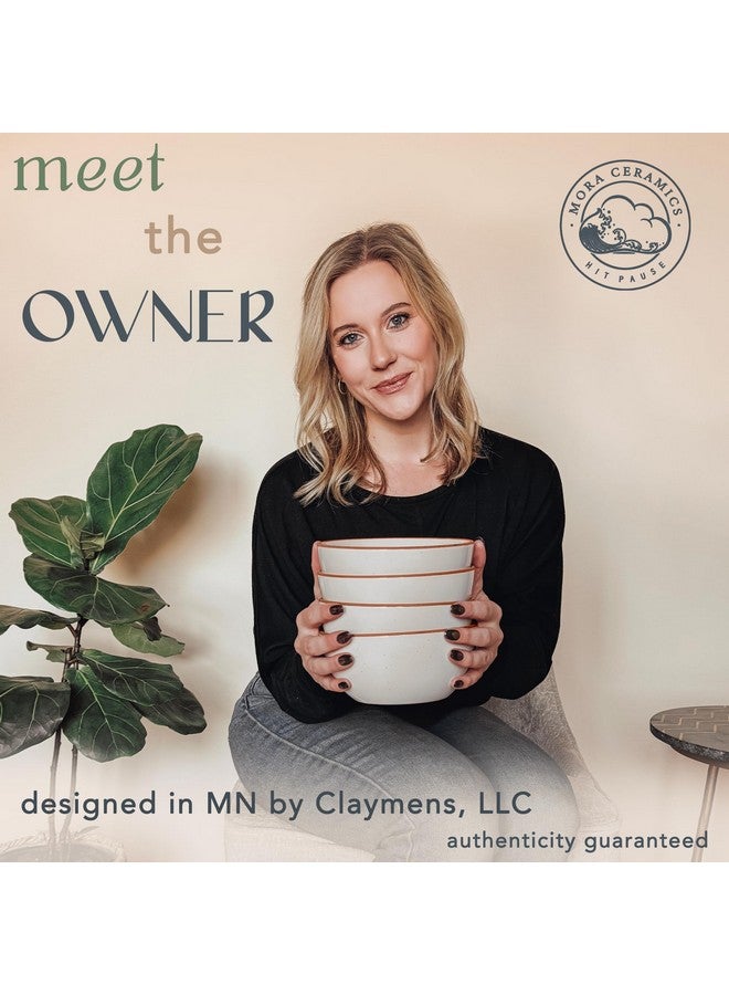 Mora Ceramic Bowls For Kitchen, 28oz - Bowl Set of 4 - For Cereal, Salad, Pasta, Soup, Dessert, Serving etc - Dishwasher, Microwave, and Oven Safe - For Breakfast, Lunch and Dinner - Vanilla White - Image 2