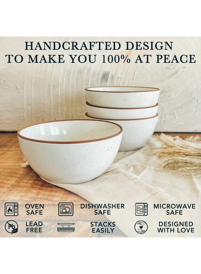 Mora Ceramic Bowls For Kitchen, 28oz - Bowl Set of 4 - For Cereal, Salad, Pasta, Soup, Dessert, Serving etc - Dishwasher, Microwave, and Oven Safe - For Breakfast, Lunch and Dinner - Vanilla White - Image 3