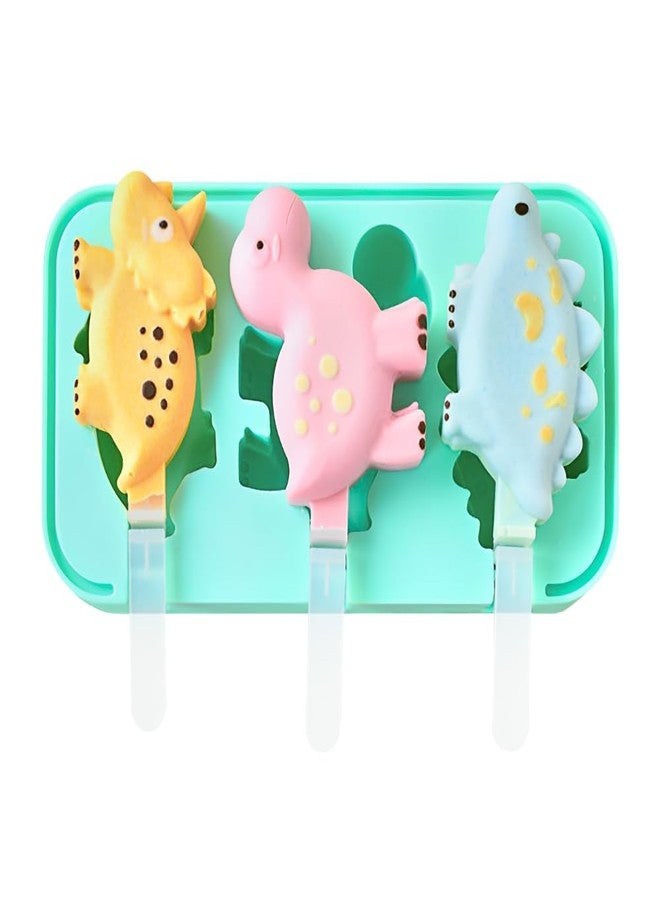 KAISHANE Dinosaur Silicone Popsicle Molds Ice Pop Molds Maker with BPA Free Reusable Ice Lolly Moulds for Kids Tolder Babies and Homemade Popsicle (clearance items) - Image 1
