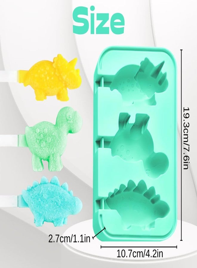 KAISHANE Dinosaur Silicone Popsicle Molds Ice Pop Molds Maker with BPA Free Reusable Ice Lolly Moulds for Kids Tolder Babies and Homemade Popsicle (clearance items) - Image 2