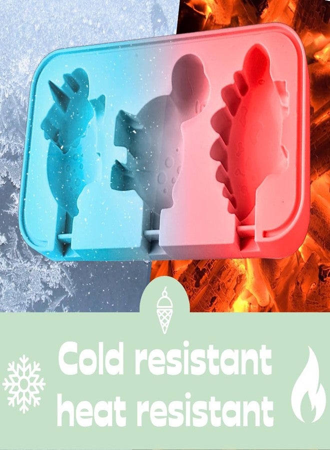 KAISHANE Dinosaur Silicone Popsicle Molds Ice Pop Molds Maker with BPA Free Reusable Ice Lolly Moulds for Kids Tolder Babies and Homemade Popsicle (clearance items) - Image 3